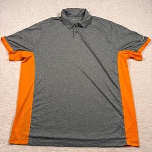 Nike Golf Dri-Fit Men's Heather Gray Orange Polo Shirt XL Tour Performance